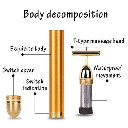 24K Gold Energy Beauty Bar Electric Facial Massage Roller r3fvcs-m6