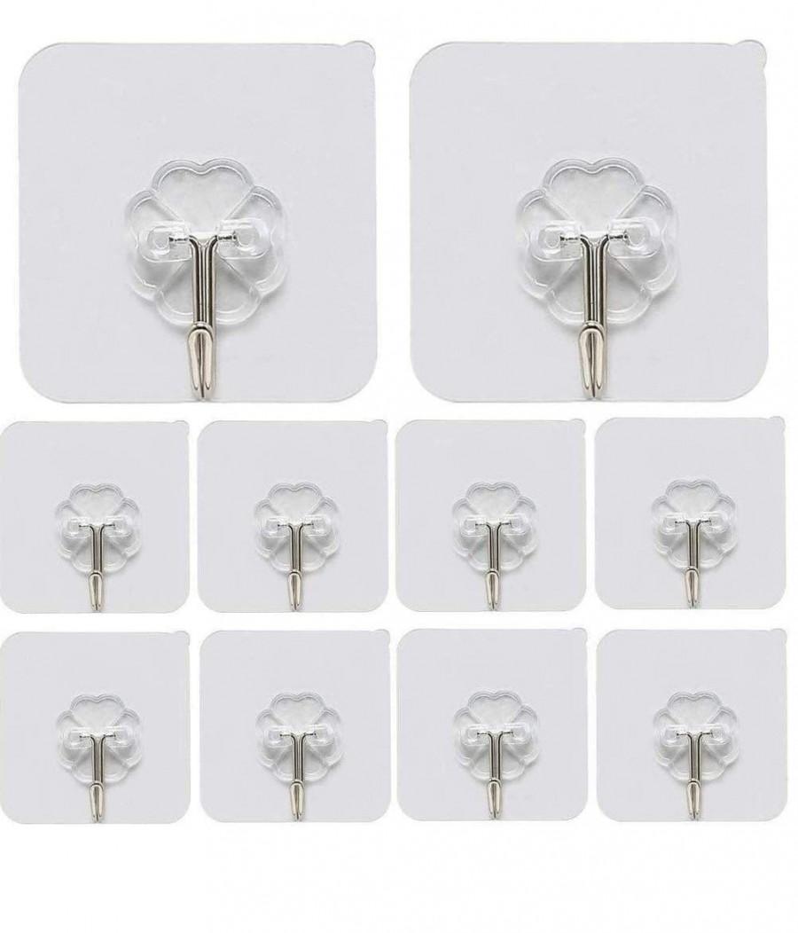 Hooks-Transparent Self Adhesive Hooks Hanger(Pack of 12) r3fvcs-m6