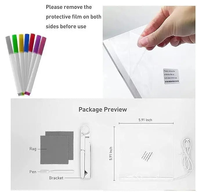 3D LED Light Glass Acrylic Writing pad r3fvcs-m6