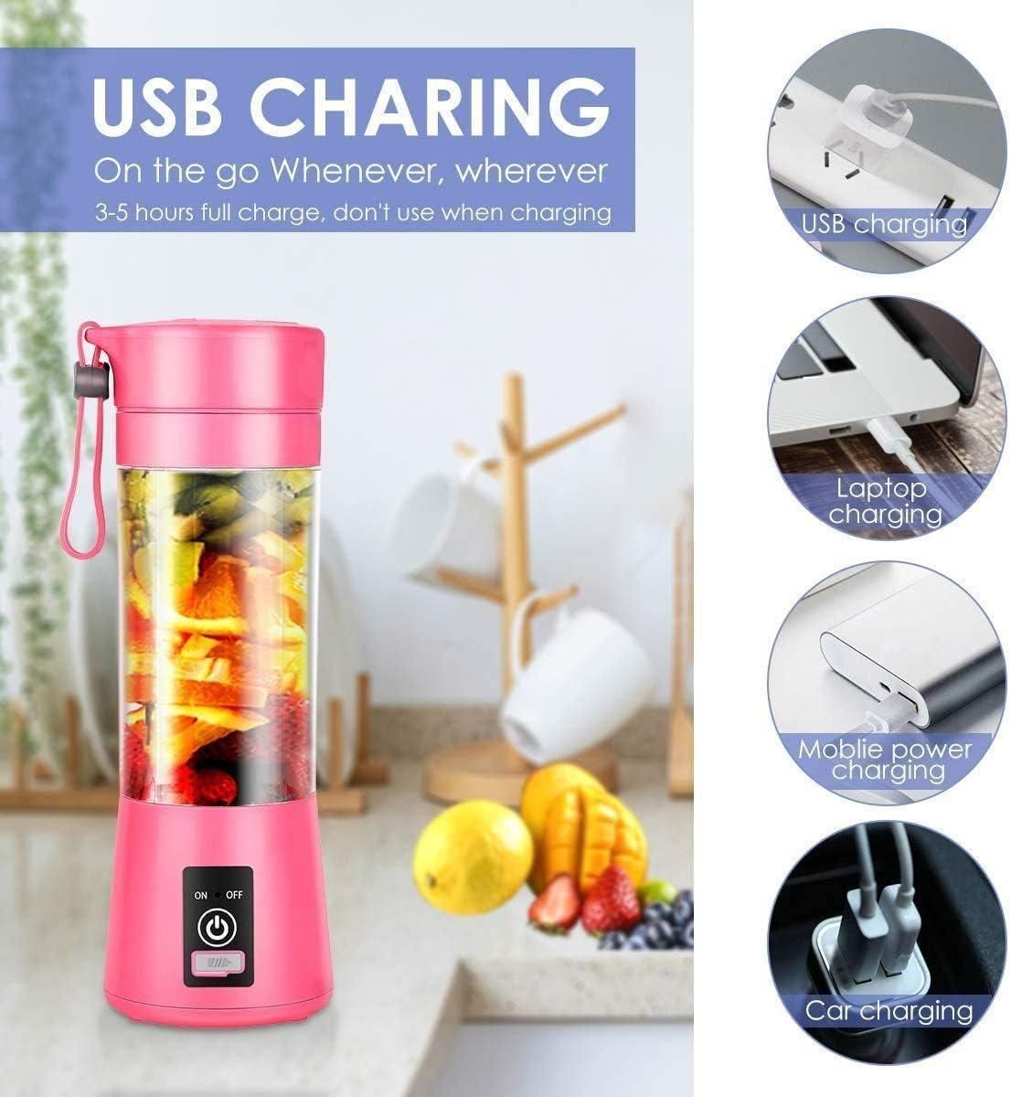 Portable Electric 6 Blade USB Juice Maker (380 ml) r3fvcs-m6