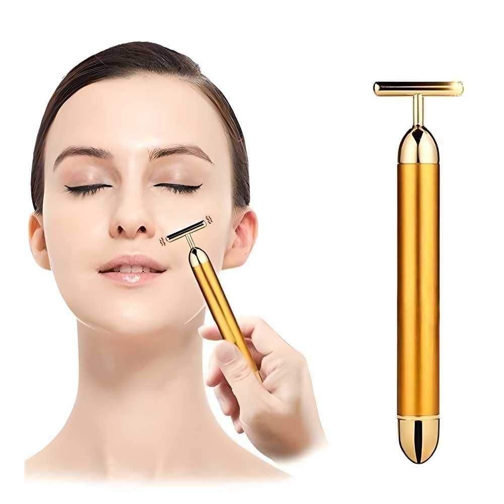 24K Gold Energy Beauty Bar Electric Facial Massage Roller r3fvcs-m6