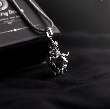 Lord Shiva with Nandi Silver Pendant Chain r3fvcs-m6