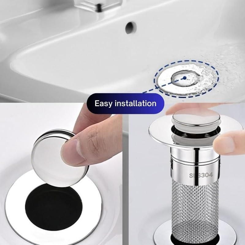 Sink Hair Filter, Removable Stainless Steel Drain Stopper Plug r3fvcs-m6