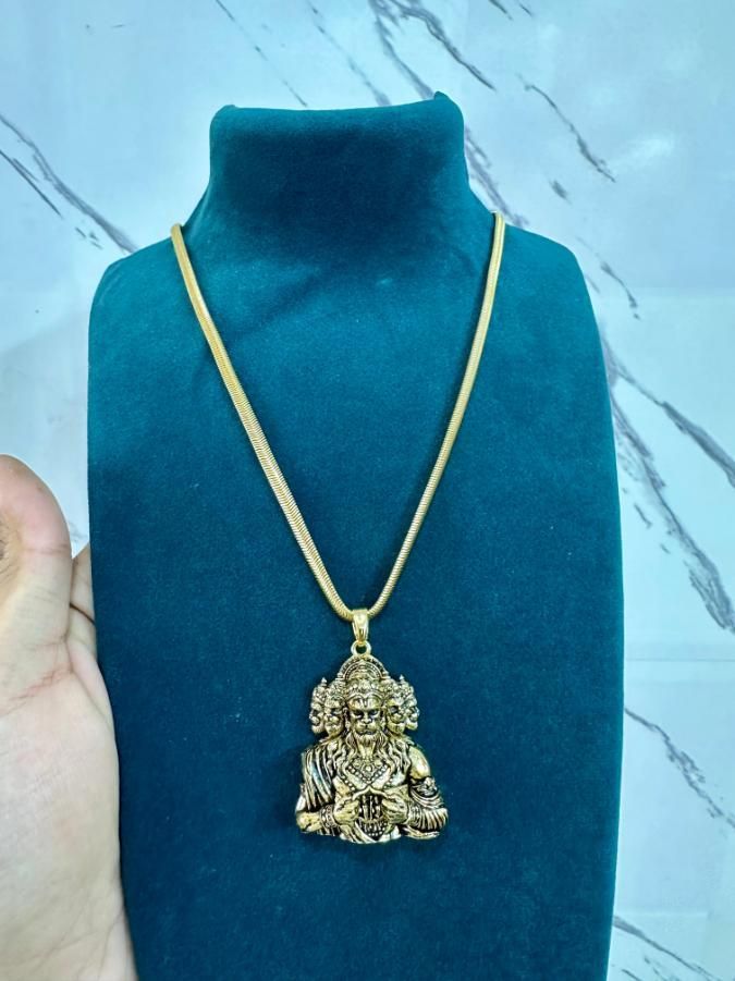 🛕✨ Panchamukhi Hanuman Pendant with Golden Chain r3fvcs-m6