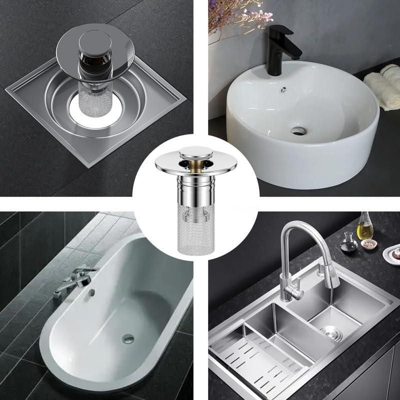 Sink Hair Filter, Removable Stainless Steel Drain Stopper Plug r3fvcs-m6