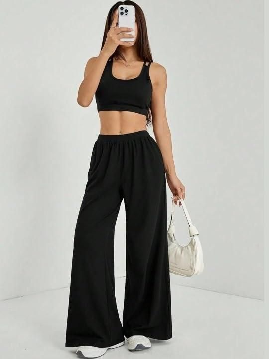 Women's Casual Black Straight Fit Pants r3fvcs-m6