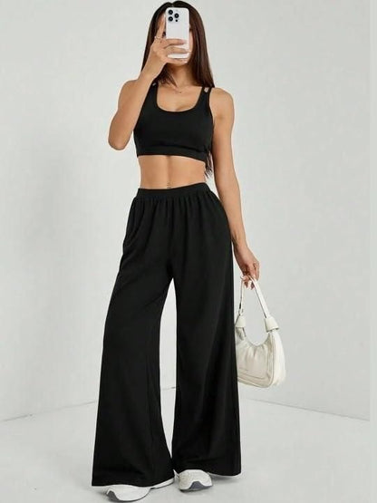 Women's Casual Black Straight Fit Pants r3fvcs-m6