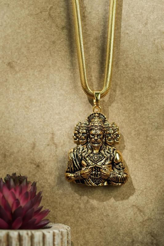 🛕✨ Panchamukhi Hanuman Pendant with Golden Chain r3fvcs-m6