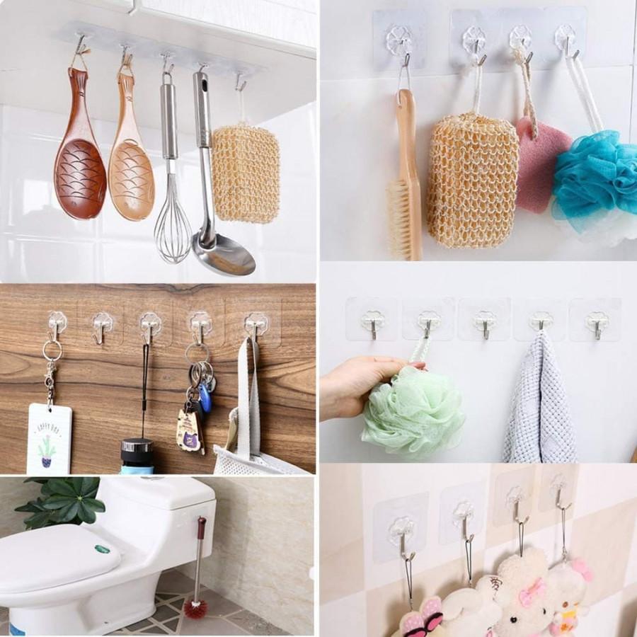 Hooks-Transparent Self Adhesive Hooks Hanger(Pack of 12) r3fvcs-m6