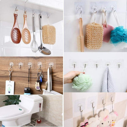 Hooks-Transparent Self Adhesive Hooks Hanger(Pack of 12) r3fvcs-m6