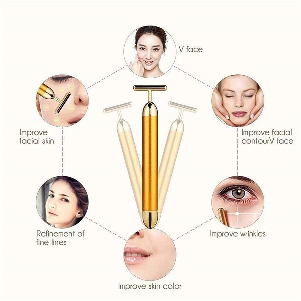 24K Gold Energy Beauty Bar Electric Facial Massage Roller r3fvcs-m6