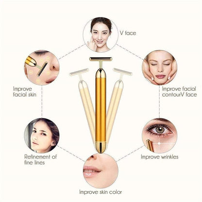24K Gold Energy Beauty Bar Electric Facial Massage Roller r3fvcs-m6