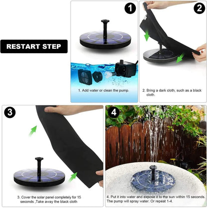 Fountain Solar Power Floating Water Pump for Pool Pond Garden and Patio Plants Round 7V 1.4W (Black) r3fvcs-m6