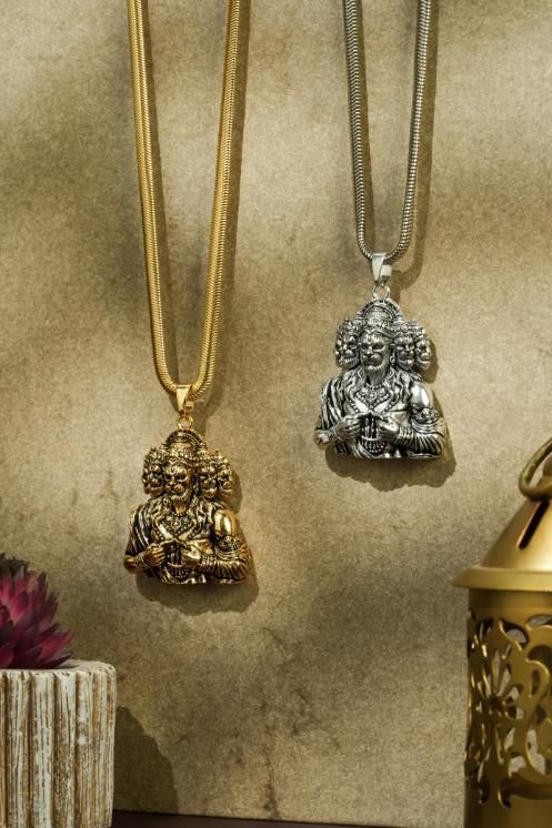 🛕✨ Panchamukhi Hanuman Pendant with Golden Chain r3fvcs-m6