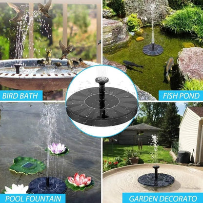 Fountain Solar Power Floating Water Pump for Pool Pond Garden and Patio Plants Round 7V 1.4W (Black) r3fvcs-m6