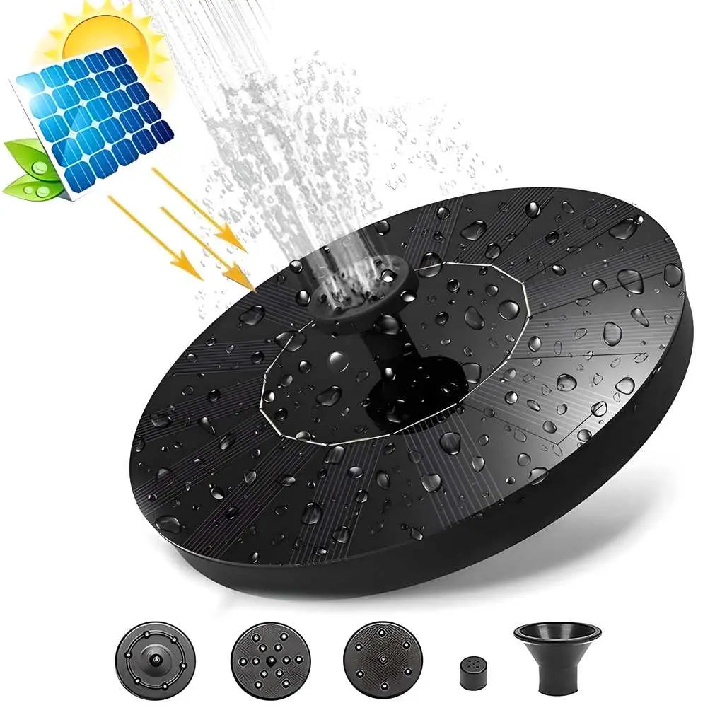 Fountain Solar Power Floating Water Pump for Pool Pond Garden and Patio Plants Round 7V 1.4W (Black) r3fvcs-m6