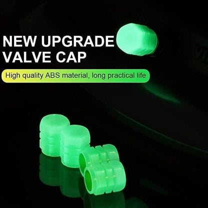 Valve Caps Car/Bike Wheel Tire Rim Air Valve Cap Radium Tyre Air Cover Glow Radium Light Neon (Pack of 4) r3fvcs-m6