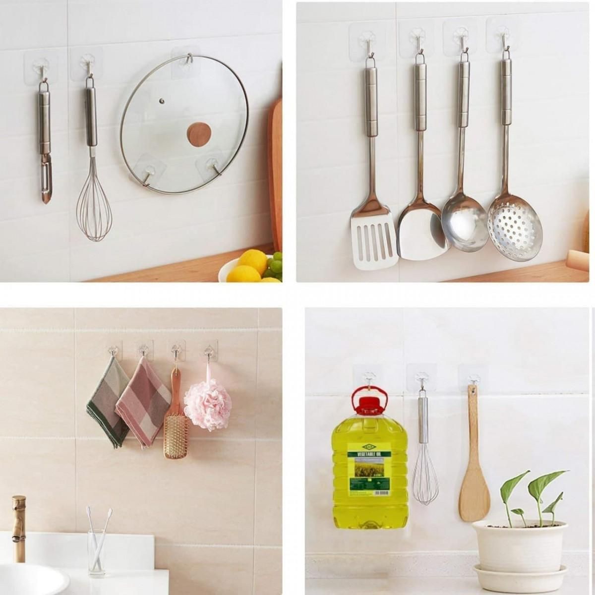 Hooks-Transparent Self Adhesive Hooks Hanger(Pack of 12) r3fvcs-m6